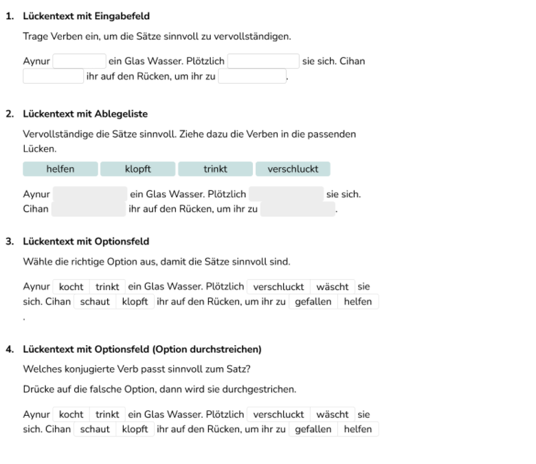 Anleitung für das Verbundelement Lückentext